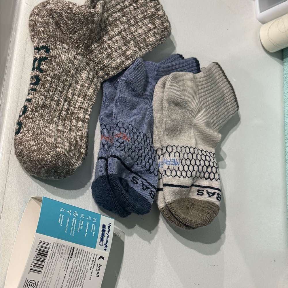 Bombas women’s  Athletic Socks in Brown, Blue, and Gray
